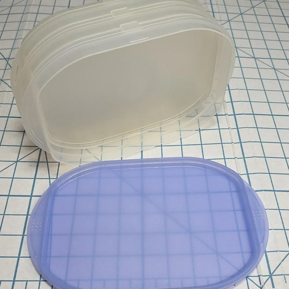 Tupperware Fridge Stackables Deli Meat Keeper Stacking Trays with Blue Lid